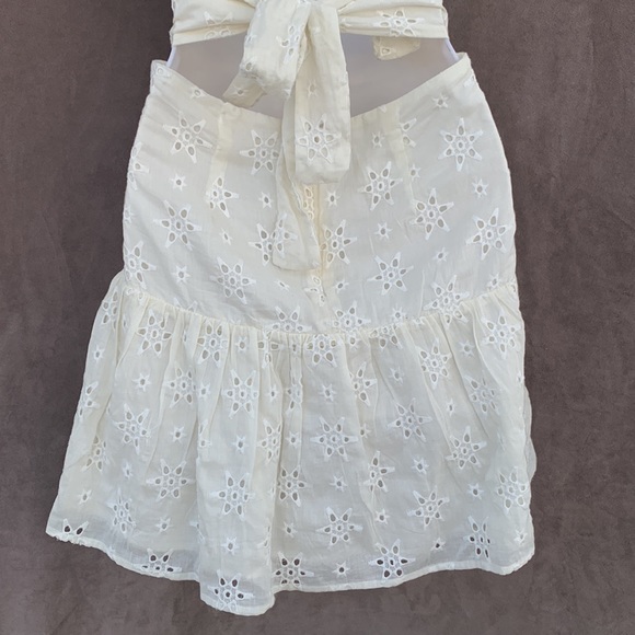 Revolve Lovers + Friends Cream Eyelet Embroidered Back Tie Spaghetti Strap Dress - Picture 8 of 16